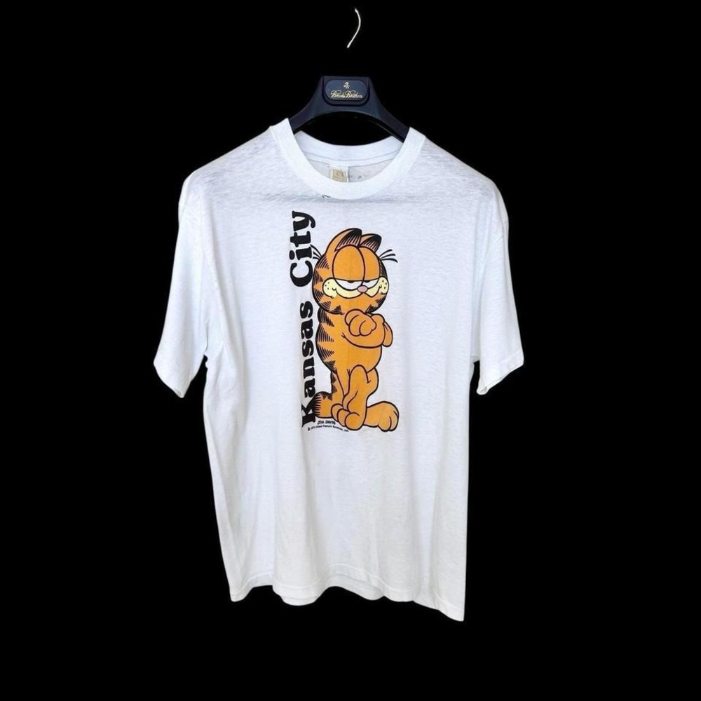 Vintage 70s Garfield Kansas City Jim Davis Single Stitch T Shirt L/XL Distressed